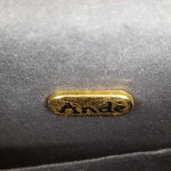 Vintage Ande Black Snake Print Crossbody Purse With Gold‎ Clasp 《329》P - Picture 9 of 9